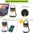 LED Camping Lantern, 1500 Lumens Camping Lantern Rechargeable with Solar Panel Charging, Waterproof, 8 Light Modes, 7500mAh Power Bank, Camping Flashlight for Hurricane Emergency, Hiking, Outdoor (Orange&Black)