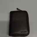 Linno RFID 20 Slots Credit Card Holder Genuine Leather Small Wallet for Women or Men with Zipper (Black)