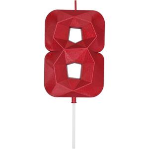 DERVENTA Large Birthday Candle Number 3D Red 3.7 inch Party Celebration Anniversary Decoration Cake Topper 1 Piece (Number 8 Red)