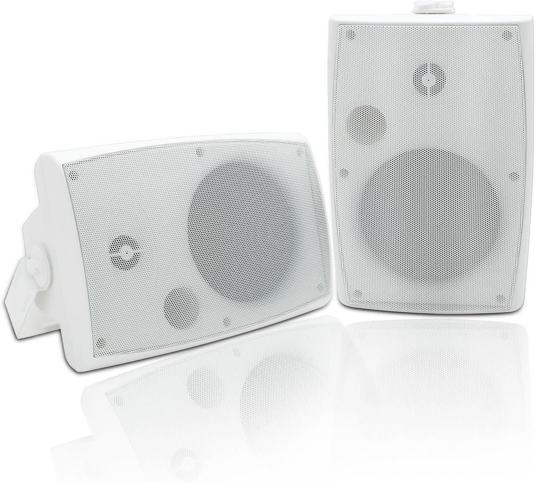 Herdio 400W 6.5 Inch Passive Outdoor Speakers Wired Waterproof,2 Way Wall Mounted Speakers with Powerful Bass for Patio Home Indoor Poolside Deck Backyard (Pair,White)