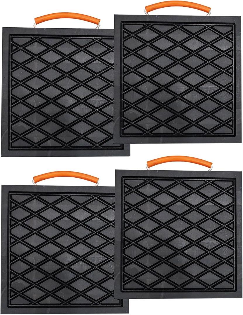 12 X 12 X 1 inchs Non-Slip Rv Jack Pads, 4 Pack Camper Outrigger Pads with Handle, Heavy Duty Stabilizing Blocks for Truck/Trailer/Crane