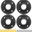 Floor Flange 1-1/2" Pipe Flange 4Pcs Industrial Malleable Iron Pipe Fittings with 4 Threaded Holes, Industrial Vintage Style Floor Flange for DIY Industrial/Home Decoration(4 Pack, 1-1/2")