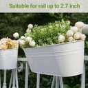 Dahey 4 Pcs Metal Iron Hanging Flower Pots for Railing Fence 15.7 Inch Hanging Bucket Pots Countryside Style Window Flower Plant Holder with Detachable Hooks for Garden Yard Home Decor, White