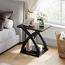ChooChoo End Side Table, Modern End Table with Storage Shelf, X-Design Side Table Living Room (Black)