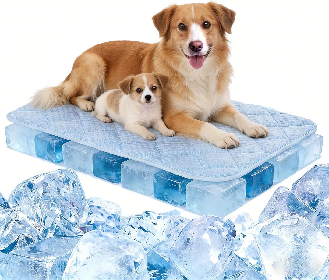 Dog Cooling Mat, Cooling Mat for Dogs, 44"x32" Cats Cooler Pad, Premium Pets Cool Bed for Crate Kennel, Indoor Cats Cool Sleeping Bed, Q-MAX >0.45,