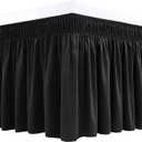 Biscaynebay Wrap Around Bed Skirts for Queen Beds 22" Long Drop, Black Adjustable Elastic Dust Ruffles Easy Fit Wrinkle Resistant Silky Luxurious Fabric Machine Washable (Queen-22" Drop)