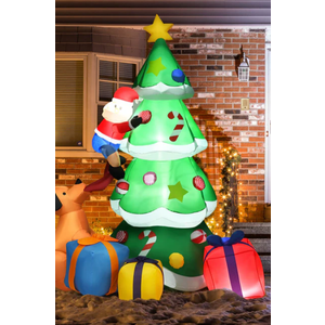 7 Feet Inflatable Christmas Tree Santa Decor with LED Lights