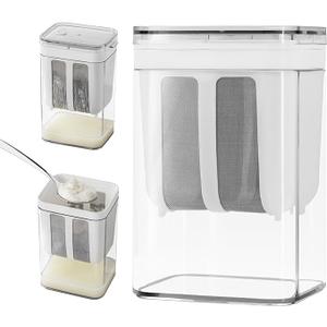 Greek Yogurt Strainer, 1800ml Multi Yoghurt Maker Strainer with Fine Mesh Bag & Lid for Thick Greek Yogurt, Soybean Milk, Kefir, Berries, Soup, Fruit Juice, Coffee