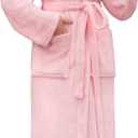 PAVILIA Womens Robe Fleece Plush Soft, Fluffy Fuzzy Cozy Warm Bathrobe, Shower Spa House Long Robe for Women (Pink, S)