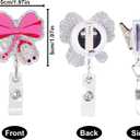 Pink Bow Nurse Badge Reel, 360 Rotation Articulator Clip Cute Nursing Badge Reel ID Holder Decor for RN LPN CNA Doctors Teachers Healthcare Workers Assistant Accessories