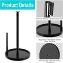 Paper Towel Holder Countertop, Standing Paper Roll Holder with Anti Slip Weighted Base, Stainless Steel Freestanding Paper Towel Holder for Kitchen, Black