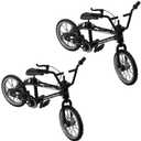 2Pcs Black 1/18 Diecast Bike Action Figure, Mini Finger Mountain Bike Bicycle Art Crafts Desktop Decor Finger Bikes