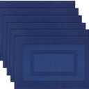 PIGCHCY Placemats,Washable Woven Vinyl Placemats for Dining Table,Easy to Clean Plastic Durable Placemats Set of 6 (18 x 12 inchesches, Navy Blue)