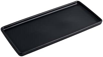 KITCHENLESTAR 10" Bathroom Tray for Counter, Ceramic Vanity Trays for Bathroom, Small Rectangle Ceramic Trays, Kitchen Soap Tray, Ceramic Tray for Kitchen Counter, (Black,10", Set/1)