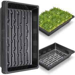 Sckee Upgraded 5 Pack Plant Growing Trays Seed Starting Tray Microgreens Growing Trays Seedling Plant Germination Starter Tray Transplant Fodder Flats, No Holes, No Leakage, Reusable (1017)