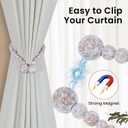 KLOGTSIND Magnetic Curtain Tiebacks, Curtain Tie Backs for Curtains 4 Pack, Wood Bead Curtain Tiebacks, Curtain Holders for Boho Bedroom Decor, Baby Nursery Decor, Farmhouse Decor