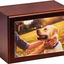 Companion Photo Urn with Acrylic Magnetic Picture Frame for Human and Pet Ashes, Cremation and Aquamation Urn for Adults, Infants, and Pets, Memorial Keepsake Urn (Maple, Medium)