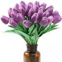 SITUMEIZI 15pcs Purple Tulips Fake Artificial Flowers Real Touch 14" PU Flower for Home Decor Spring Easter Wedding Bouquet Decorations Floral Arrangements#