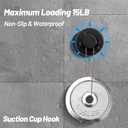 Adhesive Suction Cup Hooks, 15lbs Heavy Duty Black Towel Hooks for Bathroom, Waterproof Stainless Steel Bath Towel Hooks, Punch-Free Hooks for Shower, Towels, Bath Sponge, Robes (2 Pack)