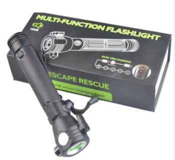 Multi Function Flashlight, Dual USB Charging, Escape Rescue for Emergencies Camping
