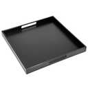 Bam & Boo 20" x 20" x 2" Square Natural Bamboo Ottoman Tray with Handles, Black