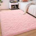 Foxmas Soft Fluffy Area Rugs for Bedroom Kids Room Plush Shaggy Nursery Rug Furry Throw Carpets for Boys Girls, College Dorm Fuzzy Rugs Living Room Home Decorate Rug, 2ft x 3ft, Pink