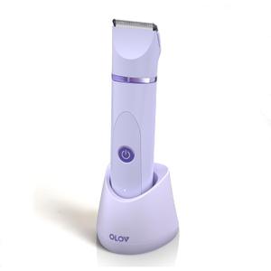 OLOV Electric Body Hair Trimmer - Groin Trimmer for Men - Bikini Trimmer Women - Wet/Dry Shaver Groomer, Replaceable Ceramic Blade Heads, USB Recharge Dock, Waterproof Hygiene Razor,Purple