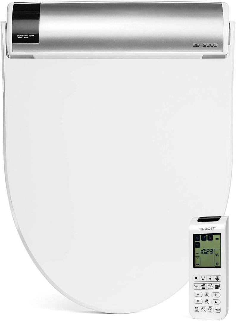 Bio Bidet BB2000 Bliss Electric Bidet Toilet Seat, Warm Water with Air Dryer, Heated Seat with Sensor and Slow Close Lid, Night Light, Remote Control, Elongated, White