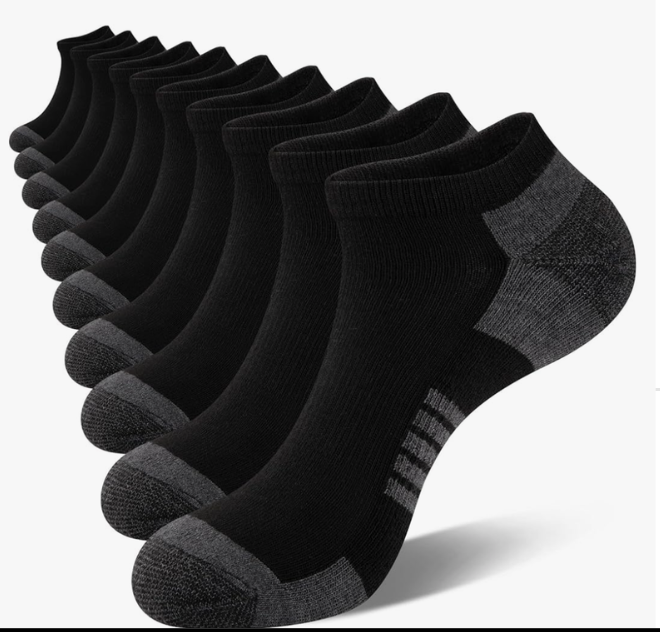 COOVAN 10 Pairs Mens Ankle Socks Men 10 Pack Low Cut Comfort Cushion Casual Socks S/M