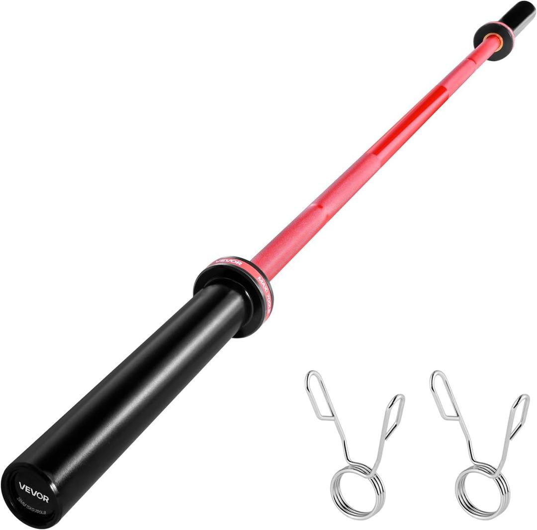 VEVOR Barbell Bar, Fits 2-Inch Weight Plates, Chrome Plated Barbell Bar with Knurled Grip for Strength Training, Weightlifting, Squat, Deadlift, Bench Press, Curl, Overhead Press, Capacity (6FT Barbell 33lbs, 700lbs, Bla