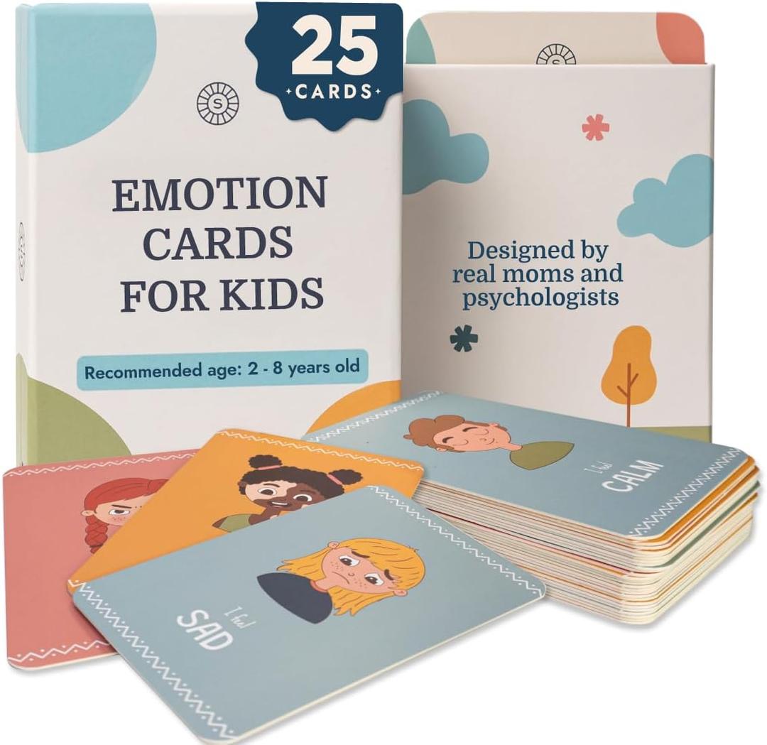 Samma Sati Emotion Flashcards  25 Emotion Cards for Toddlers - Help Toddlers Identify Emotions  Emotion Cards for Kids  Fun Illustrations Mixed Emotions Card Deck & Feelings Card - 2-8 Years