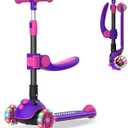 Gotrax KS3 Pro Folding Kick Scooter for Kids, One Key Removable Seat & 3 Extra Wide PU Light-Up Wheels and Anti-Slip Deck, Adjustable Height Handlebar and Lean-to-Steer Scooter for Children Aged 2-8
