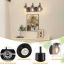 Baocuz 3-Light Bathroom Light Fixtures, Black Vanity Light Farmhouse Wall Sconces with Clear Glass Shade, Modern Bathroom Wall Lamp for Mirror Bedroom Hallway Living Room Cabinet