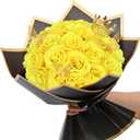 Waipfaru Yellow Glitter Roses Bouquet, DIY Flowers Bouquet, Birthday Gifts for Women Mom Grandma Wife Girlfriend, 24 Pcs Fake Rose for Valentines, Mothers Day, Anniversary, Graduation Gifts