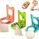 Sandwich Cutter and Sealer Set - 3Pcs Stainless Steel Crustless Sandwich Makers for Kids Lunch & Breakfast, Cookie Cutters with Dinosaur/Lace Wave/Circle Shapes, Perfect for Childrens Bento Box (Green+Orange+Blue)