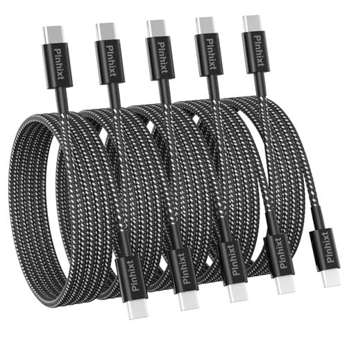 USB C to USB C Cable, 5Pack 6FT 60W(3.1A) Nylon Braided USB C Charger Cable for for iPhone 17/ iPhone 16/16 Plus/16 Pro Max/15/15 Plus/15 Pro Max, MacBook Pro, iPad Pro Air,Samsung S24/S24 Ultra/S23
