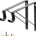 Yarssihha 2 Pack Closet Rod Bracket, 12 x 10.4 Inch Wall Mounted Closet Shelf Bracket, Black Closet Rod Support Bracket with Screws