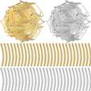 200 Pcs Tube Beads, Tube Spacer Bead, 25mm Curved Noodle Beads, Gold Silver Spacer Bead for Earrings Necklaces Bracelets Pendant DIY Crafts