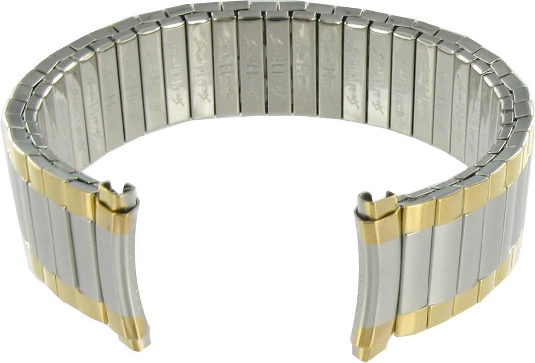 Wearlizer Two Tone Metal Band Compatible with Apple Watch Bands 40/38/41/42mm Women Men, Dressy Rectangular Chain Design Durable Stainless Steel Bracelet for iWatch Series 111/SE Starlight/Gold