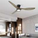 TALOYA 52 inch Ceiling Fans with Lights Remote Control, Modern Low Profile Ceiling Fan with Quiet Reversible DC Motor for Bedroom Living Room and Patio Black Walnut Finish