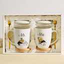 MR MRS Coffee Mugs+Wedding Champagne Flutes set of 2