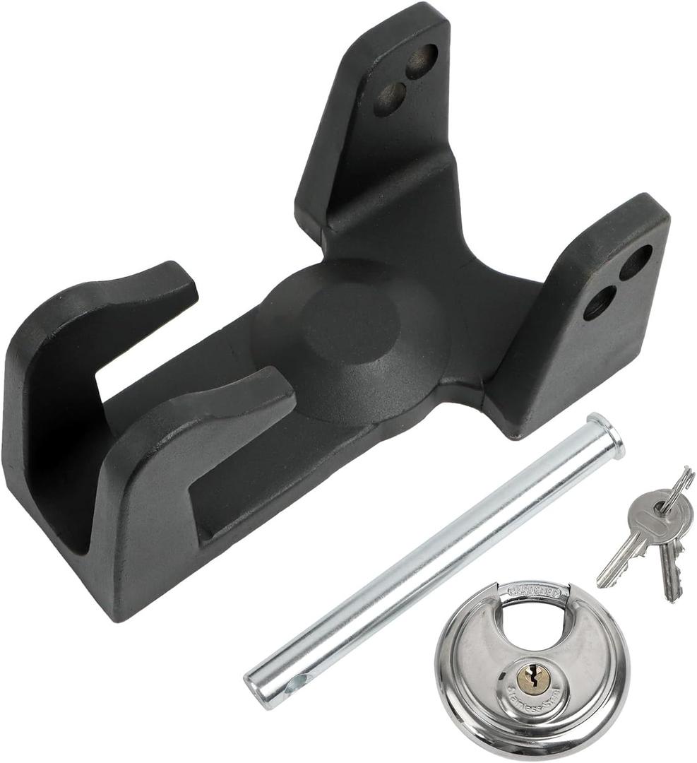 Gooseneck Hitch Lock - Easy to Install Trailer Hitch Lock - Durable, Pressure-Resistant, & Anti-Theft tl-50 Model for rv, Logistics & Animal Husbandry (Black with Keyed Lock)