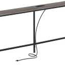 SUPERJARE 70 Inch Console Table with Outlet, Sofa Table with Charging Station, Narrow Entryway Hallway Table, Behind Couch Table, for Living Room, Charcoal Gray