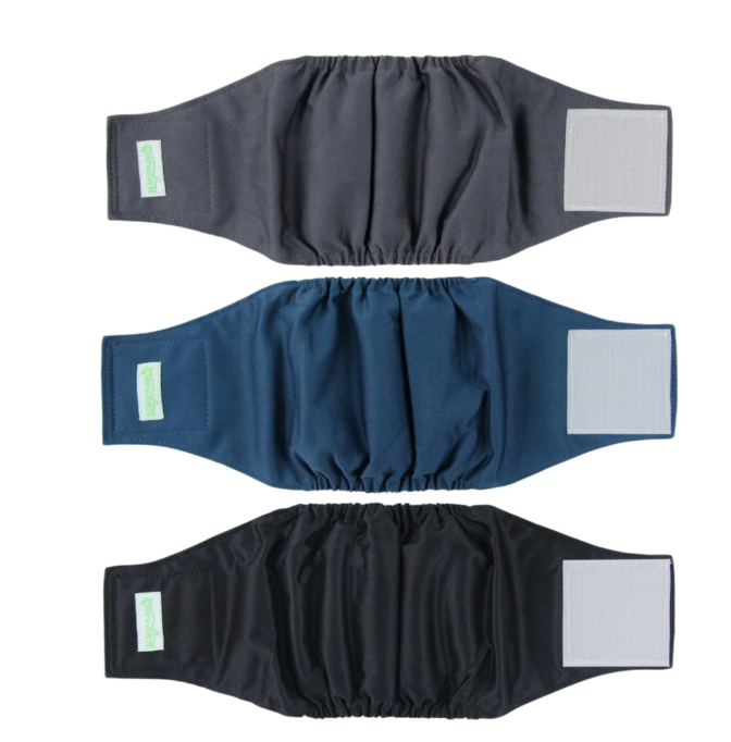 Wegreeco Washable Male Dog Belly Band  Pack of 3  Washable Male Dog Belly Wrap, Small Doggie Dog Diapers Male for Doggy Puppy (Black, Charcoal, Navy, Small)