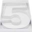 WENPACK 12.5" Cardboard Number Shaped Mache Decorative Charcuterie Board Fillable Sweets Candy Box with Clear Lid (White, 5)