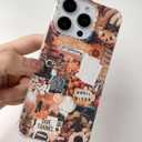 Autumn Collage Pumpkin Witch Halloween Case for iPhone 16 Pro Max, Retro Aesthetic TPU Bumper Cover