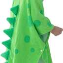 LOLANTA Kids Boys Girls Terry Cloth Cover UPs Children's Hooded Bath Towels Dinosaur, Boys Beach Towel Pool Poncho Swim 100% Cotton (Green Crocodile,1-3T)