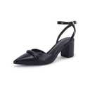 Coutgo Chunky Low Heels for Women Closed Pointed Toe Heel Sandals Ankle Strap Pumps Wedding Dress Shoes (6.5, Black)