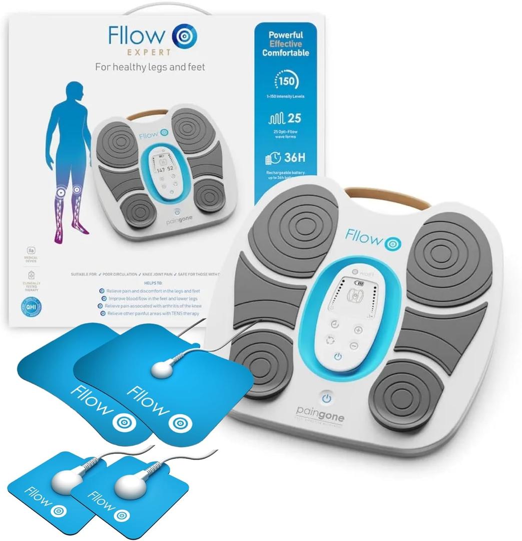Paingone Fllow EMS Medical Device - Circulation Stimulator - Legs & Feet - 150 Intensity Levels - Muscle Booster Therapy - Remote Control - Relax Muscles & Relieves Pain - Lightweight & Portable