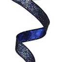 5/8 Inch Glitter on Metallic Ribbon, Wired - 10 Yards (Navy Blue)